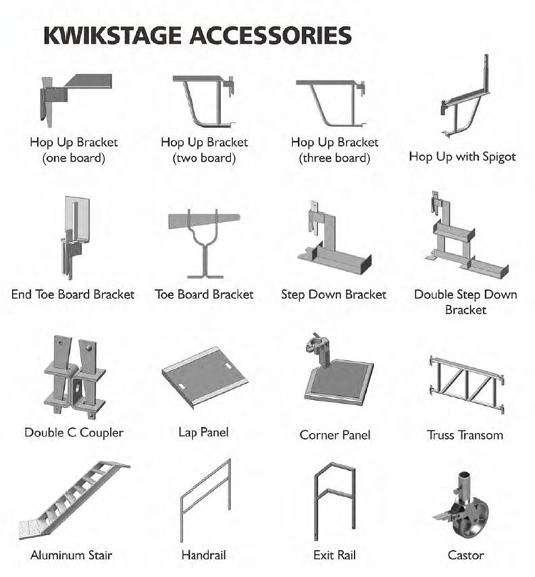 Competitive Hight Quality Durable Heavy Duty Steel Scaffold Kwik Stage Manual